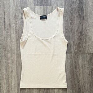 White Fox Cream Ribbed Tank Top